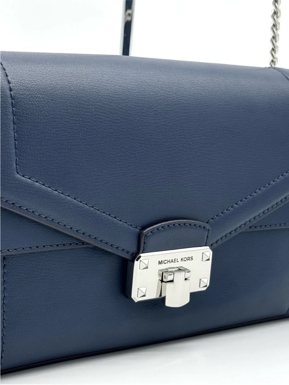 Michael Kors Kinsley Medium Shoulder Flap Crossbody Bag Navy Blue